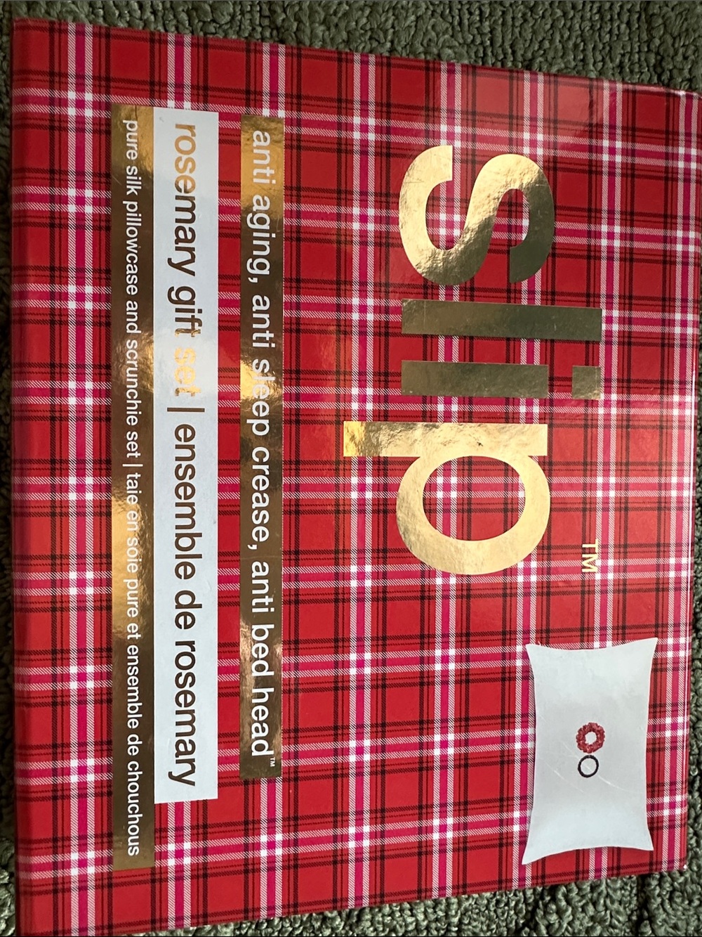 Slip Red Plaid Gift Set with Pillow Case, small and Medium scrunchie